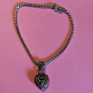 Brighton puffed heart necklace   Approx  16 inch adjustable.